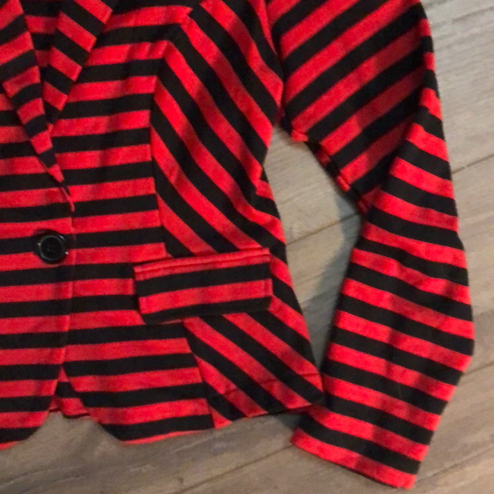 Red & Black Light Weight Stripe Blazer - Picture 4 of 5